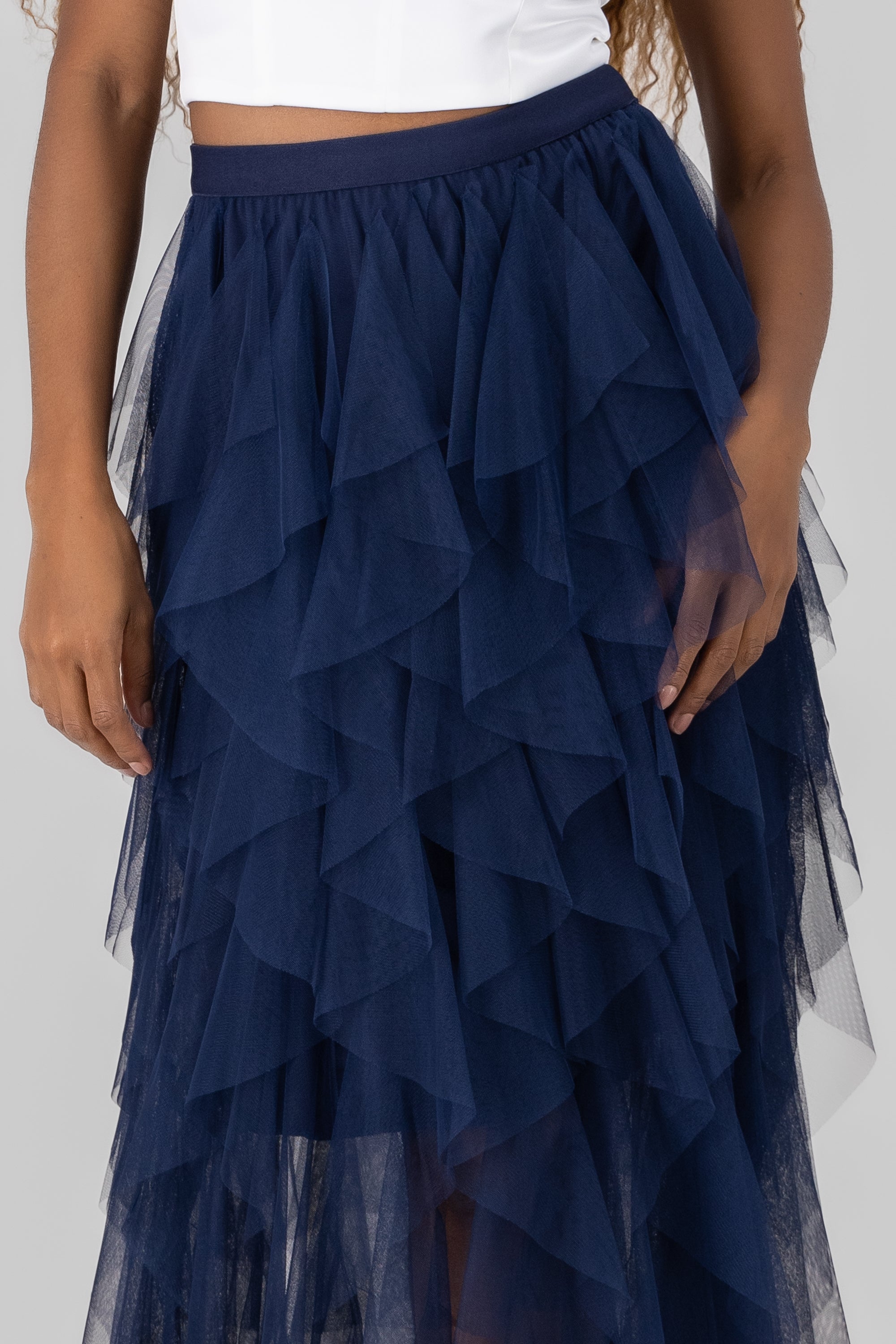 Mesh Layered Ruffled Skirt