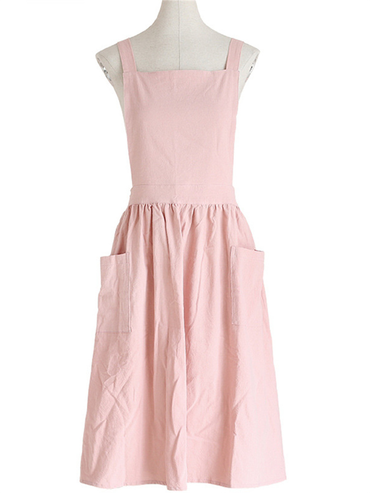 Vintage Solid Double Pocket Midi Apron