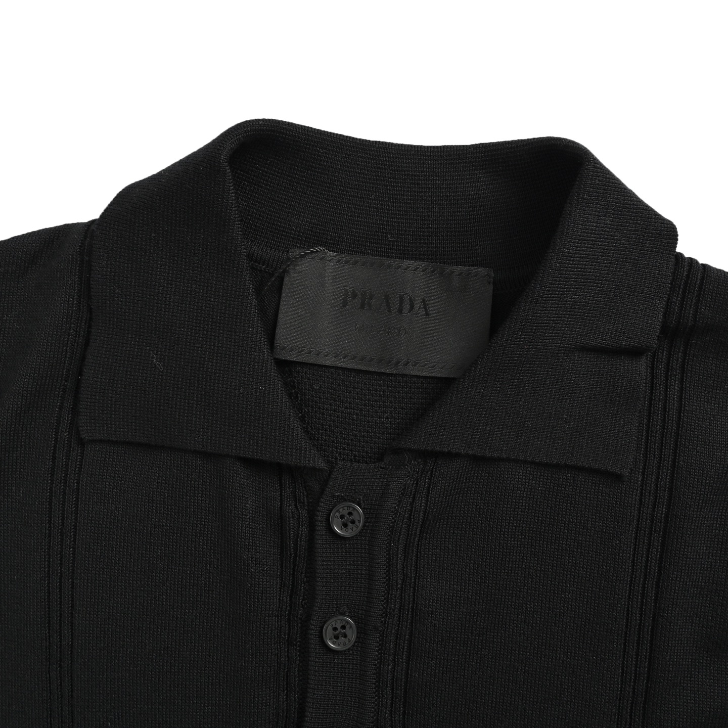 Prada 25ss Striped Cable Knit Polo Short Sleeve