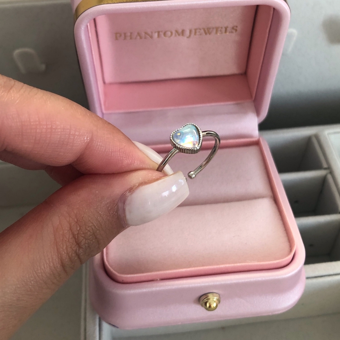 Heart Shaped Moonstone Sterling Silver Ring