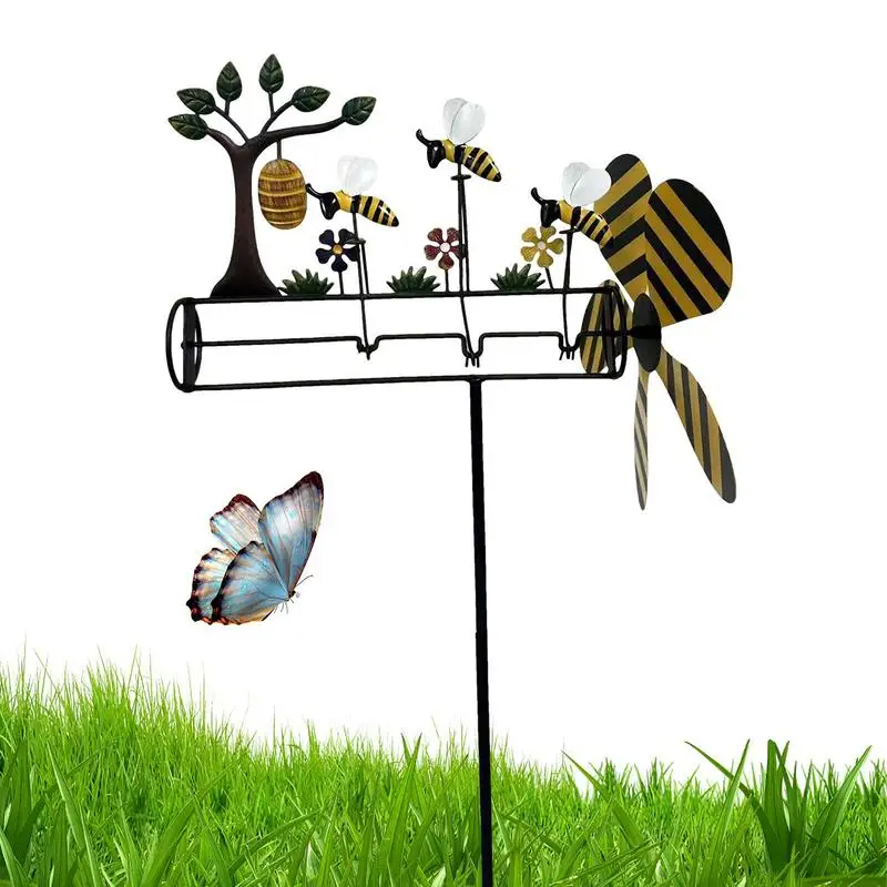 🔥Last Day 50% OFF🔥Three Little Bee Windmill Metal Lawn Ornament Windmill