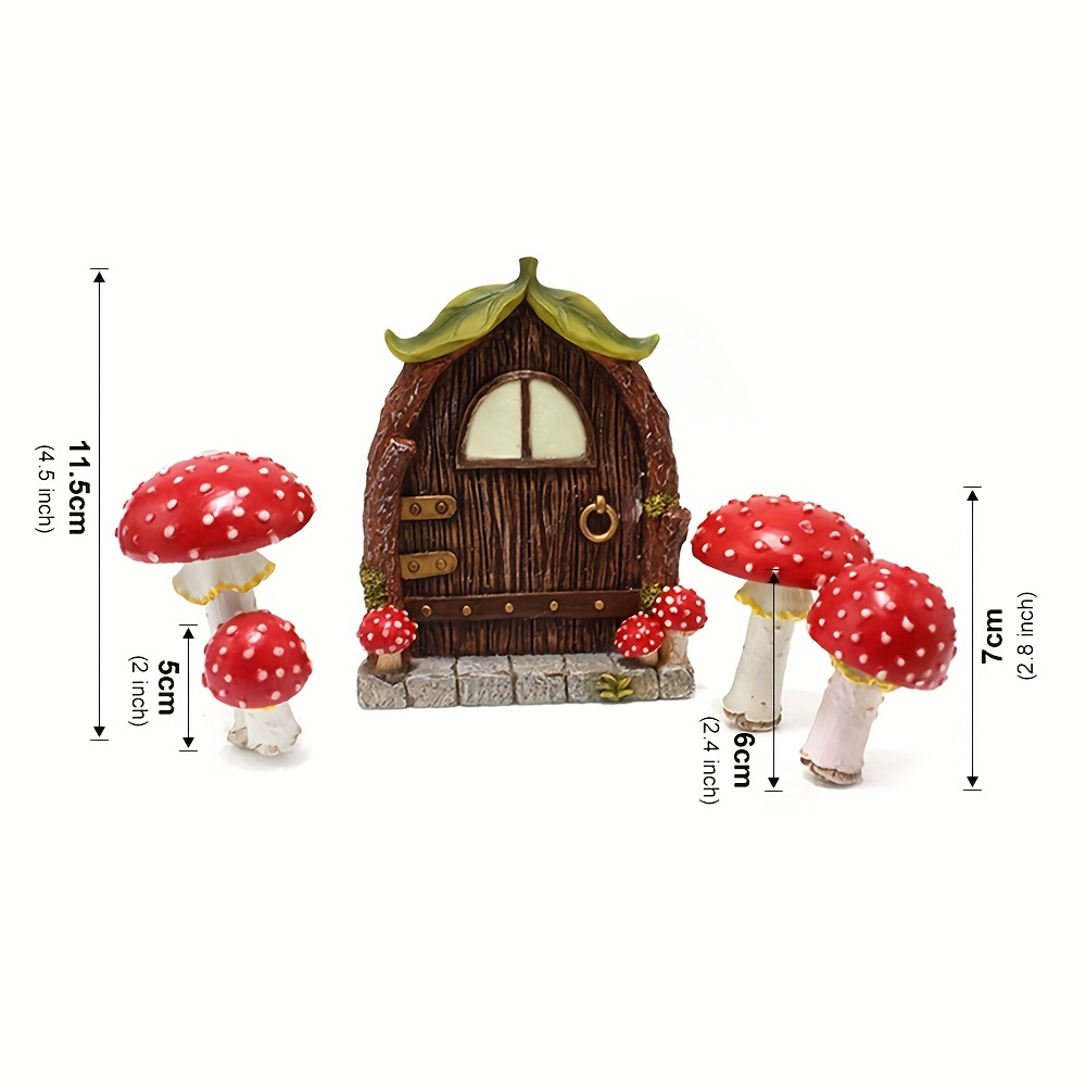1pc Glow In The Dark Mini Gnome Door Set Secret Dollhouse Door Set Resin Fairy Garden Furniture Set Scene Props Outdoor Decor Accessories For Courtyard Garden Tree Decoration