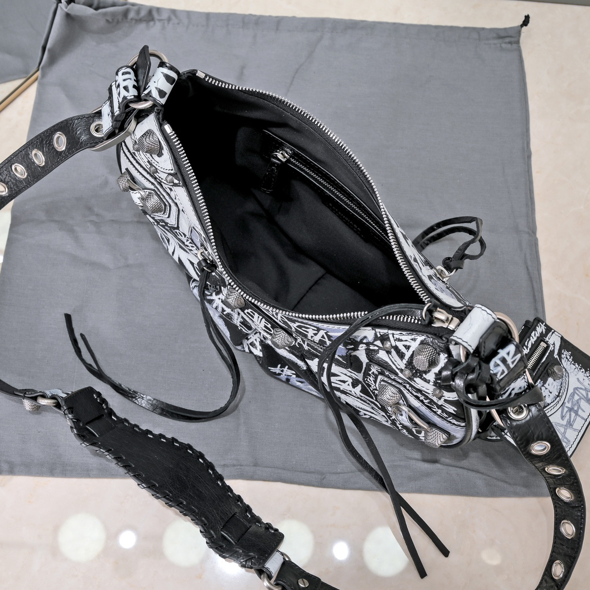 Balenciaga Le Cagole Graffiti Large Underarm Bag