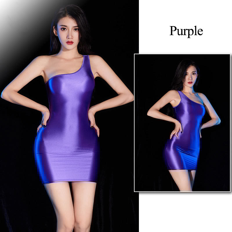 Sexy One Shoulder See-through Lingerie Dress