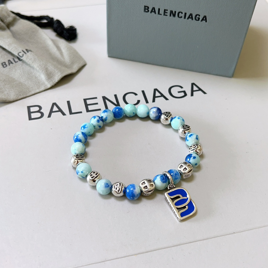 Balenciaga Natural Stone Thai Silver Style Bracelet