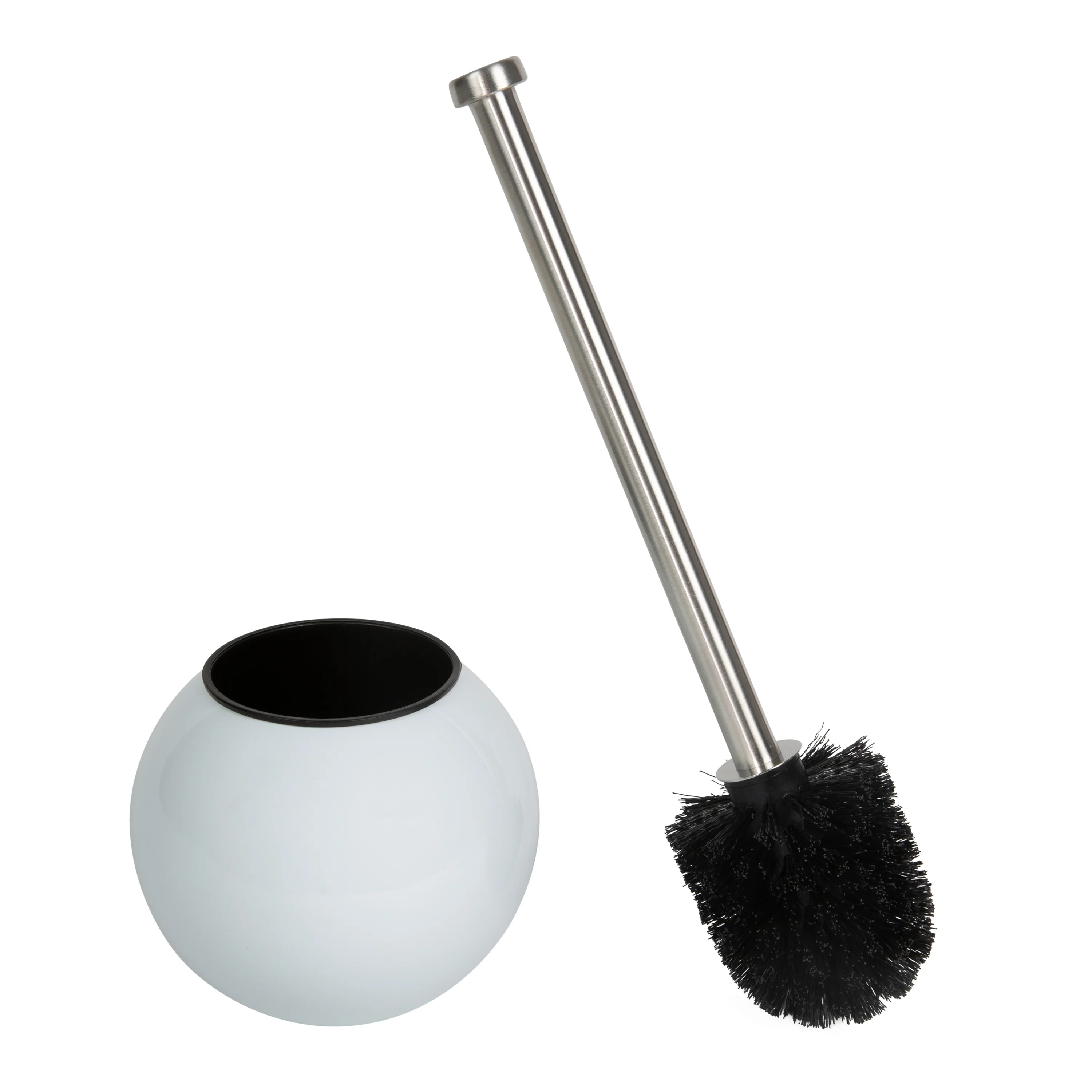 Bath Bliss Globe Design Toilet Brush and Holder in White