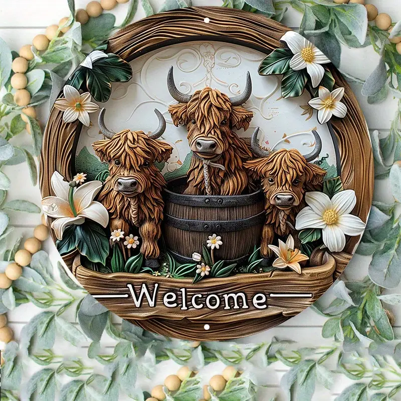 Charming Highland Cows & Lilies 12X12