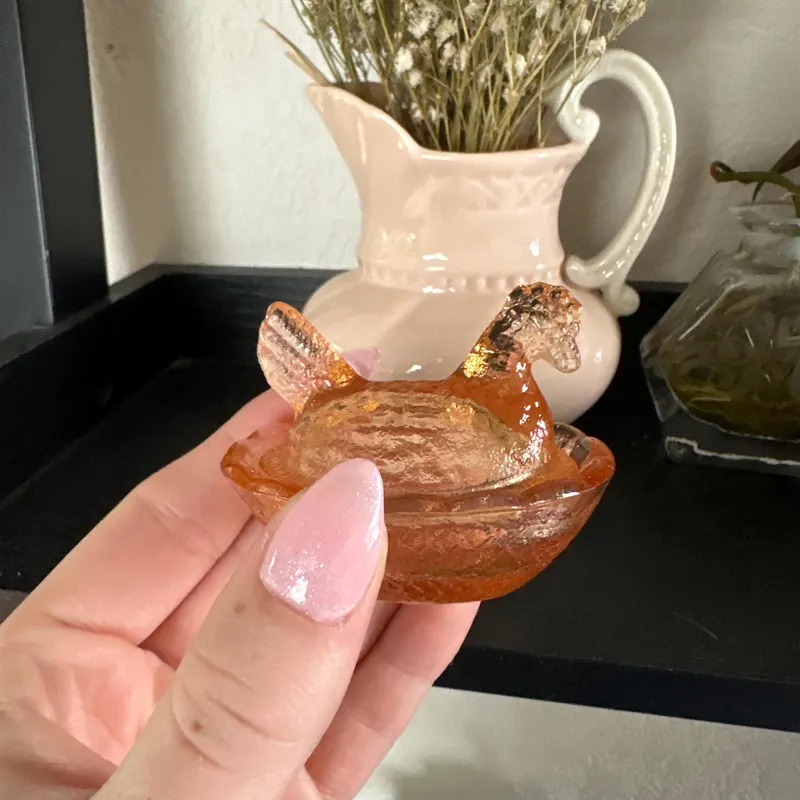 Mini Glass Hens on Nests🐔Easter Gifts🎁