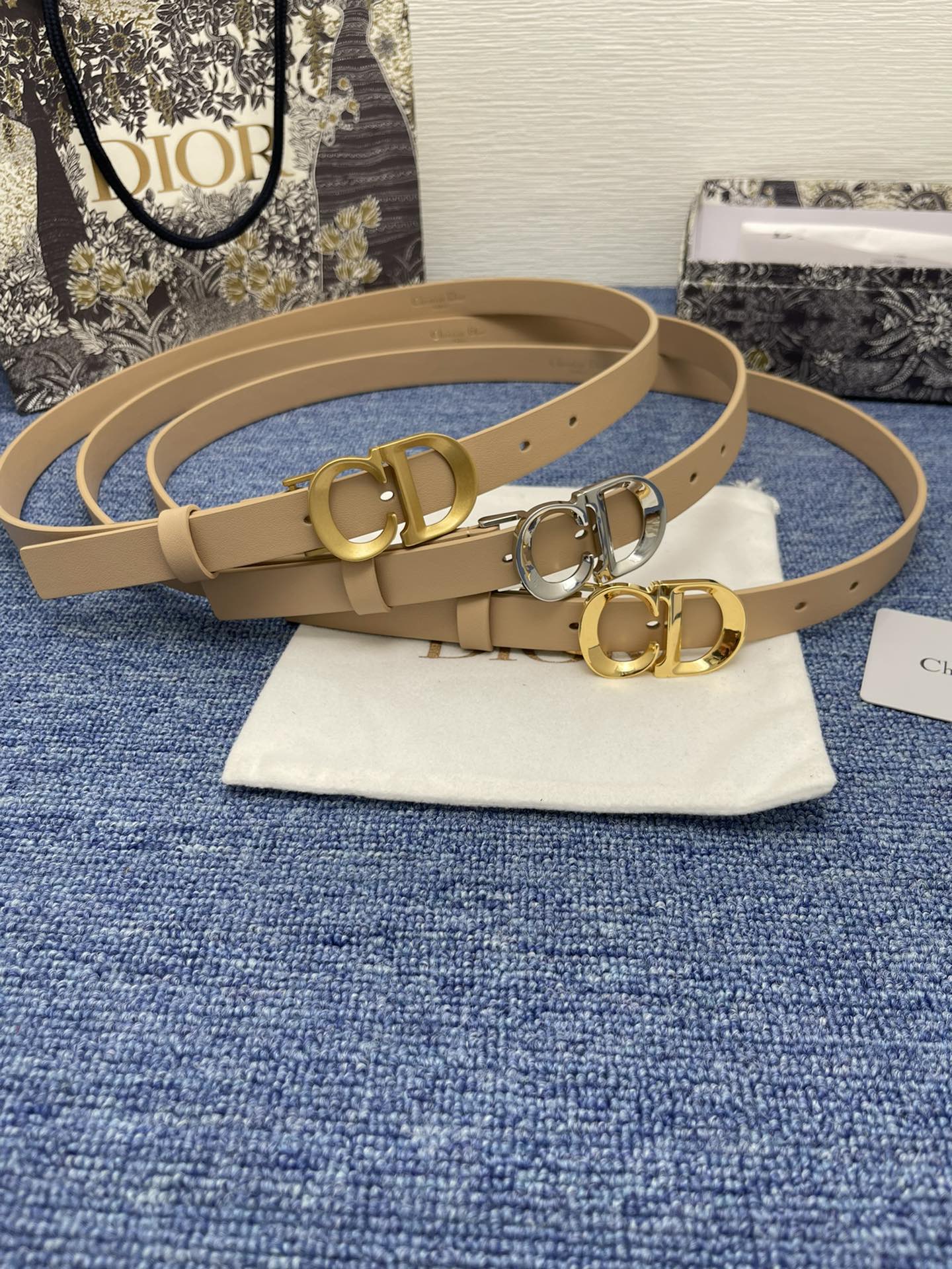 Dior CD buckle leather belt 2.0CM wide