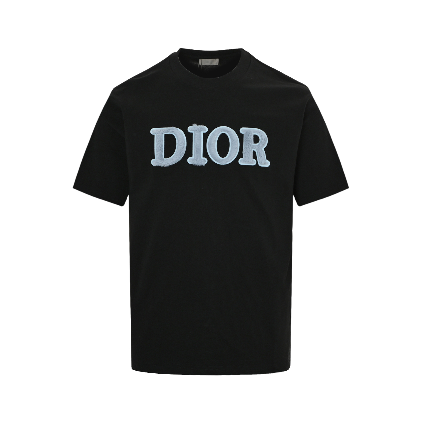 Dior 25ss blue flocked letter embroidered short sleeve