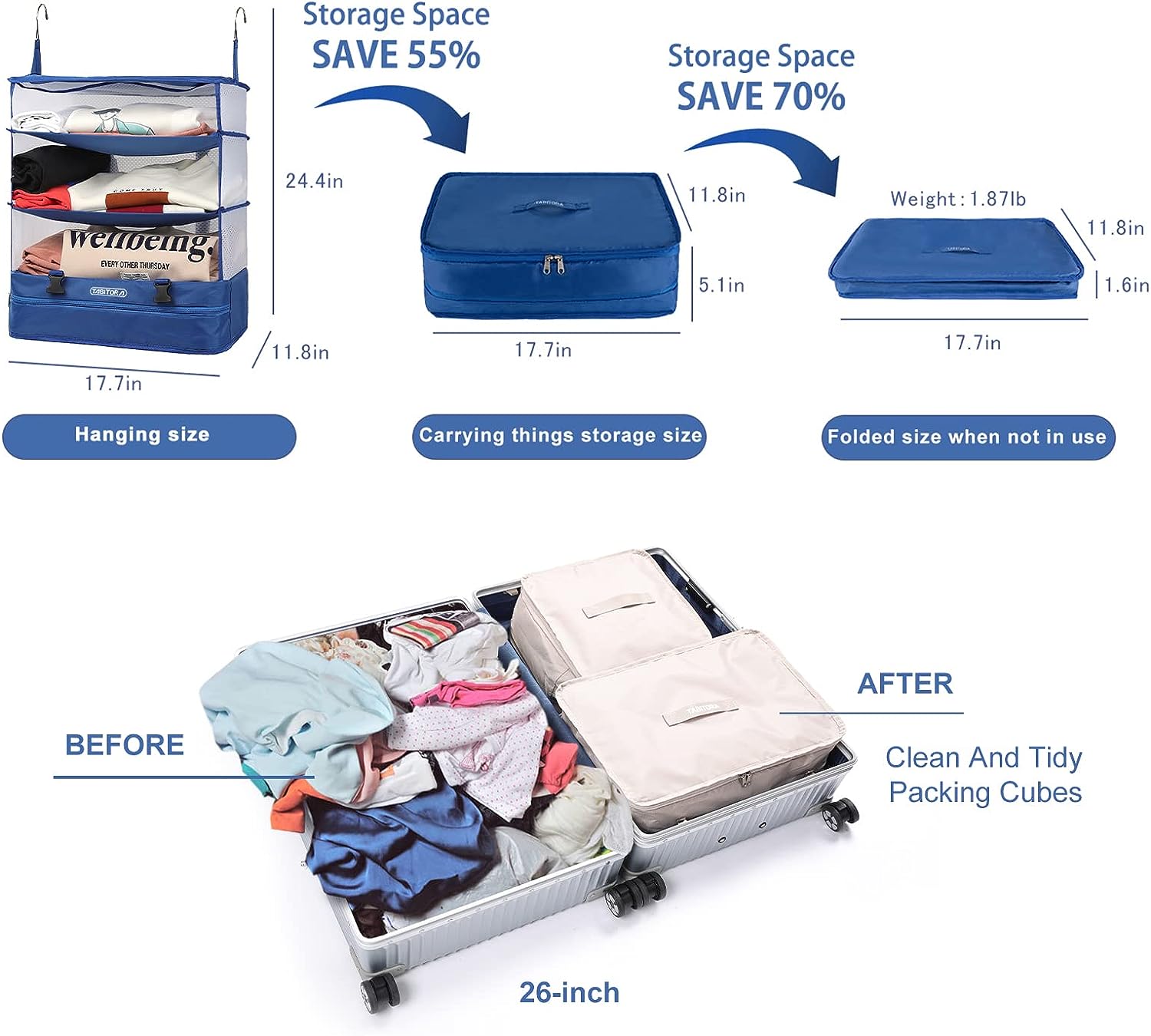 (🔥Last Day Promotion-SAVE 50% OFF)✈Collapsible Portable Hanging Large Capacity Luggage Storage Bag🧳-BUY 2 GET 10% OFF & FREE SHIPPING