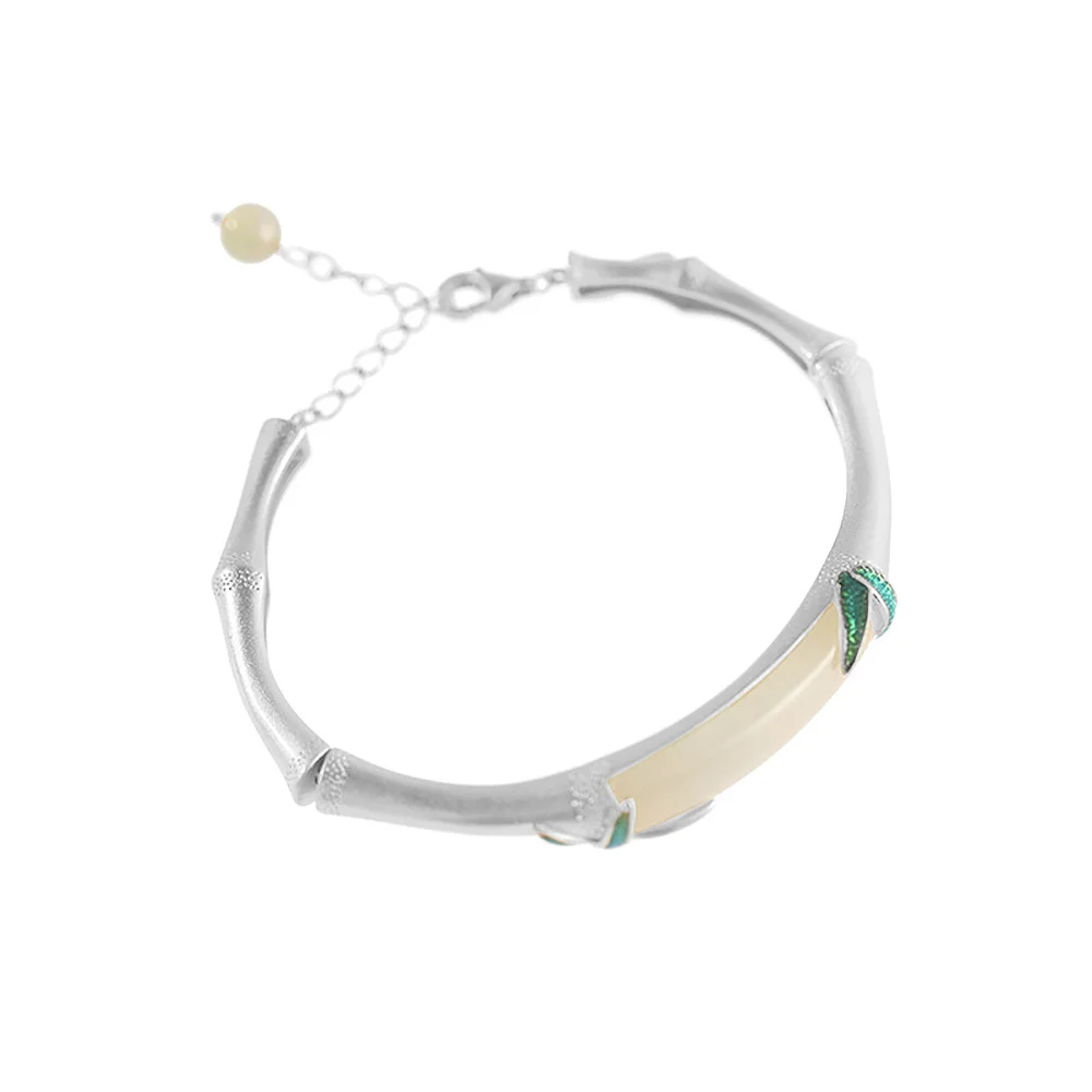 Luxury Bamboo Joint Women's Bracelets Natural Hotan Jade Gilded Jewelry Trendy Retro Adjustable Bangles For Women Couples Gifts