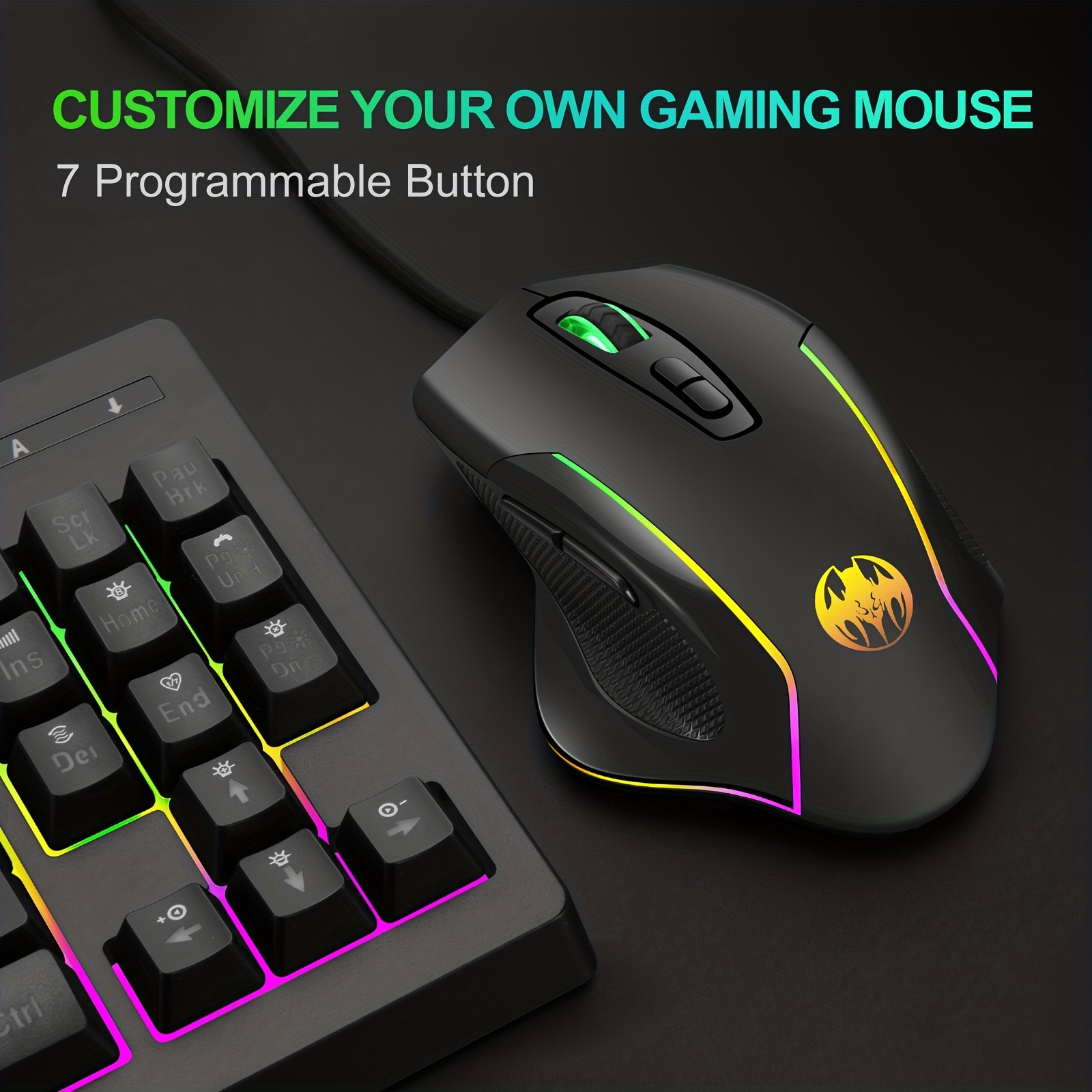 Wired USB Gaming Mouse  LED Color Luminescence Gaming Mouse 6400dpi Ergonomic Optical Big Mouse 7 Buttons Gaming Mice For Computer Laptop, Gift For Men, Women, Girlfriend, Boyfriend, Friend, Birthday