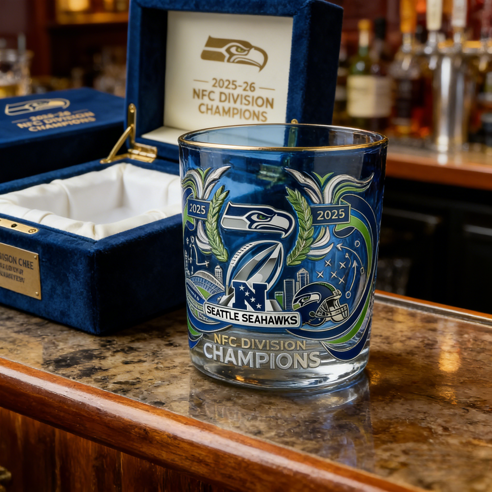 Seattle Seahawks 2025–26 NFC Division Champions Commemorative Whiskey Glass