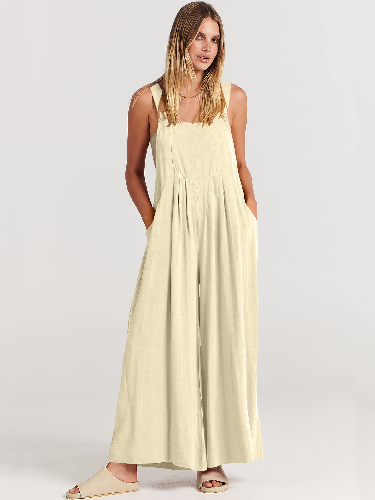 Spring Hot Sale🔥Women's Sleeveless Wide Leg Jumpsuit with Pockets   (Buy 2 Free Shipping)