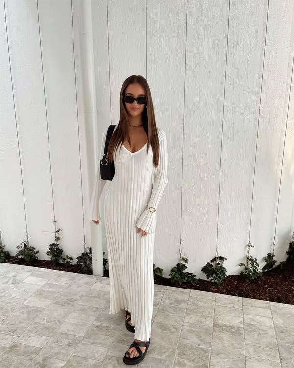 😍Hot Promotion 49% OFF🔥2024 Fall New Sleeved Knit Midi Dress