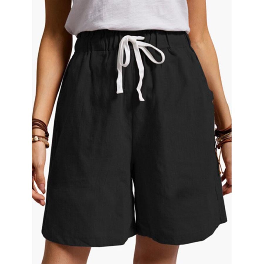 Women's Solid Color Casual Loose Cotton Linen Short Pants