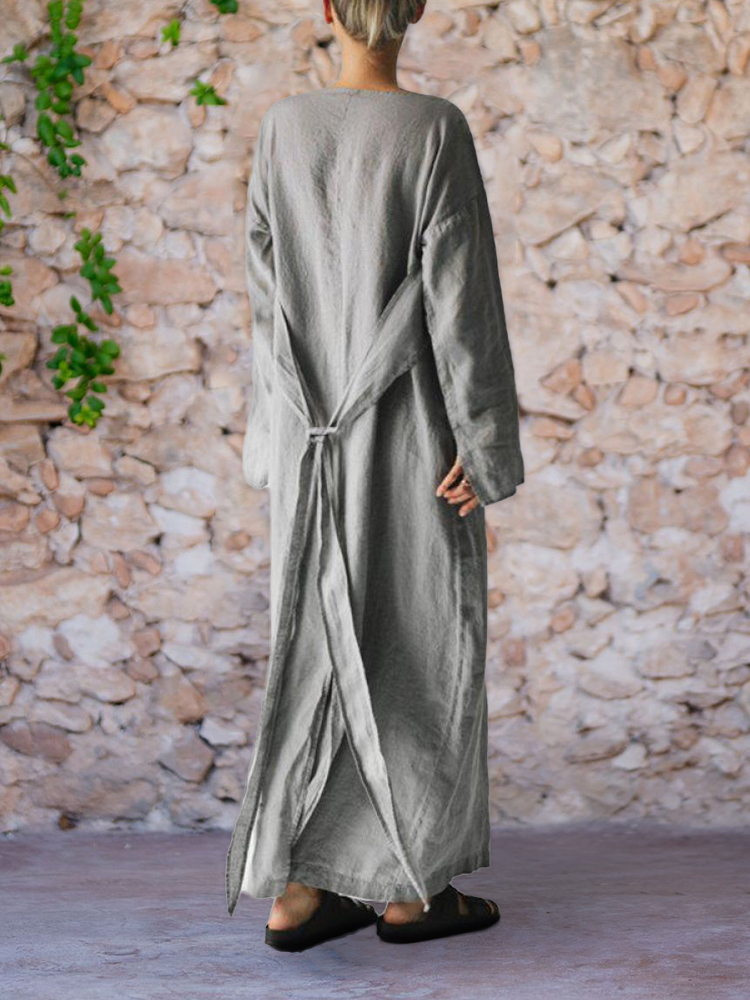 Oversize Tied Side Slit Maxi Dress