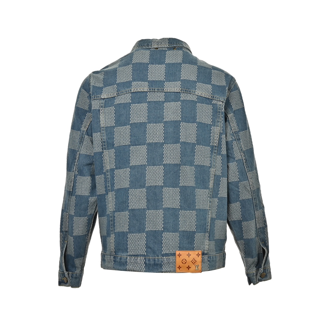 Louis Vuitton 24Fw checkerboard panel washed denim jacket