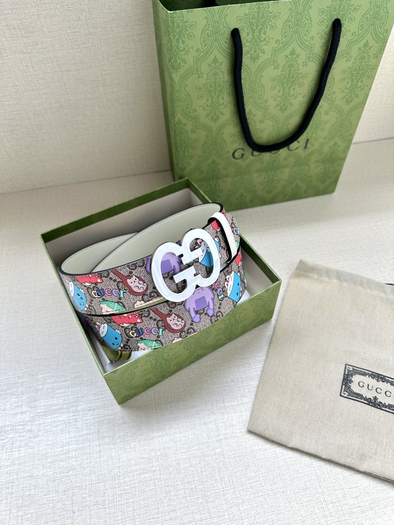 Gucci Marmont series printed leather belt width 3.8CM