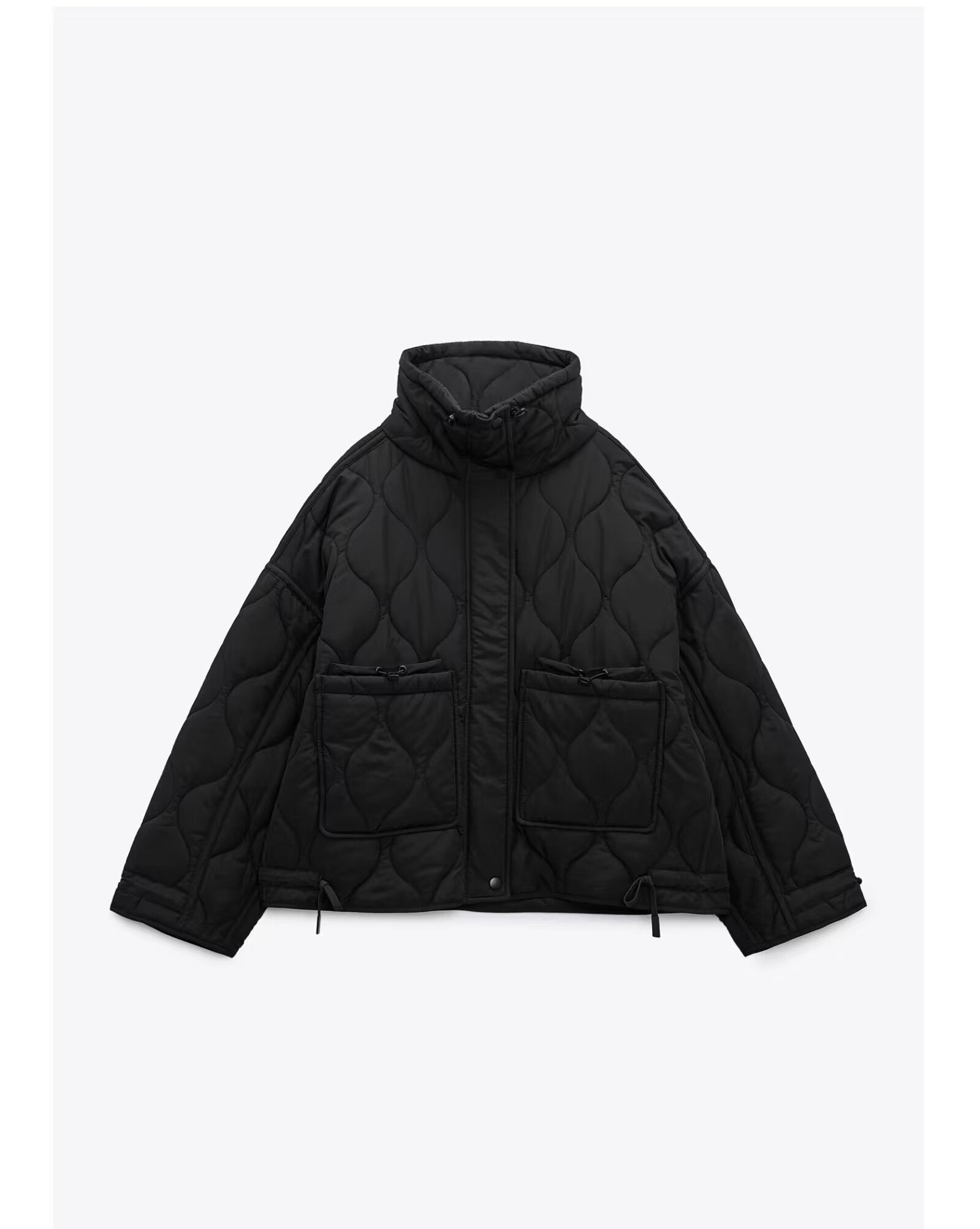 Casual Loose Diamond Lattice Stand Collar Long Sleeve Cotton Jacket Short Coat