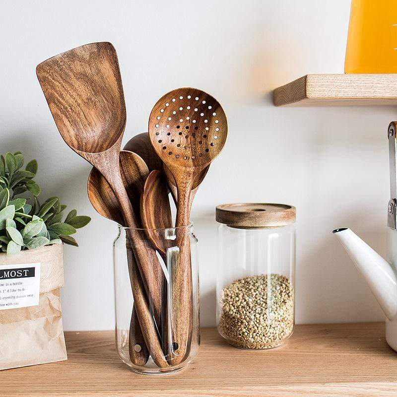 Christmas Sale🔥 Natural Teak Wood Utensil Set 60% off Flash Sale