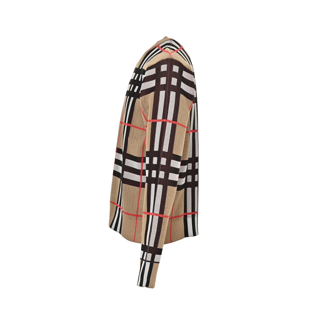 Burberry 24ss check preppy crew neck sweater