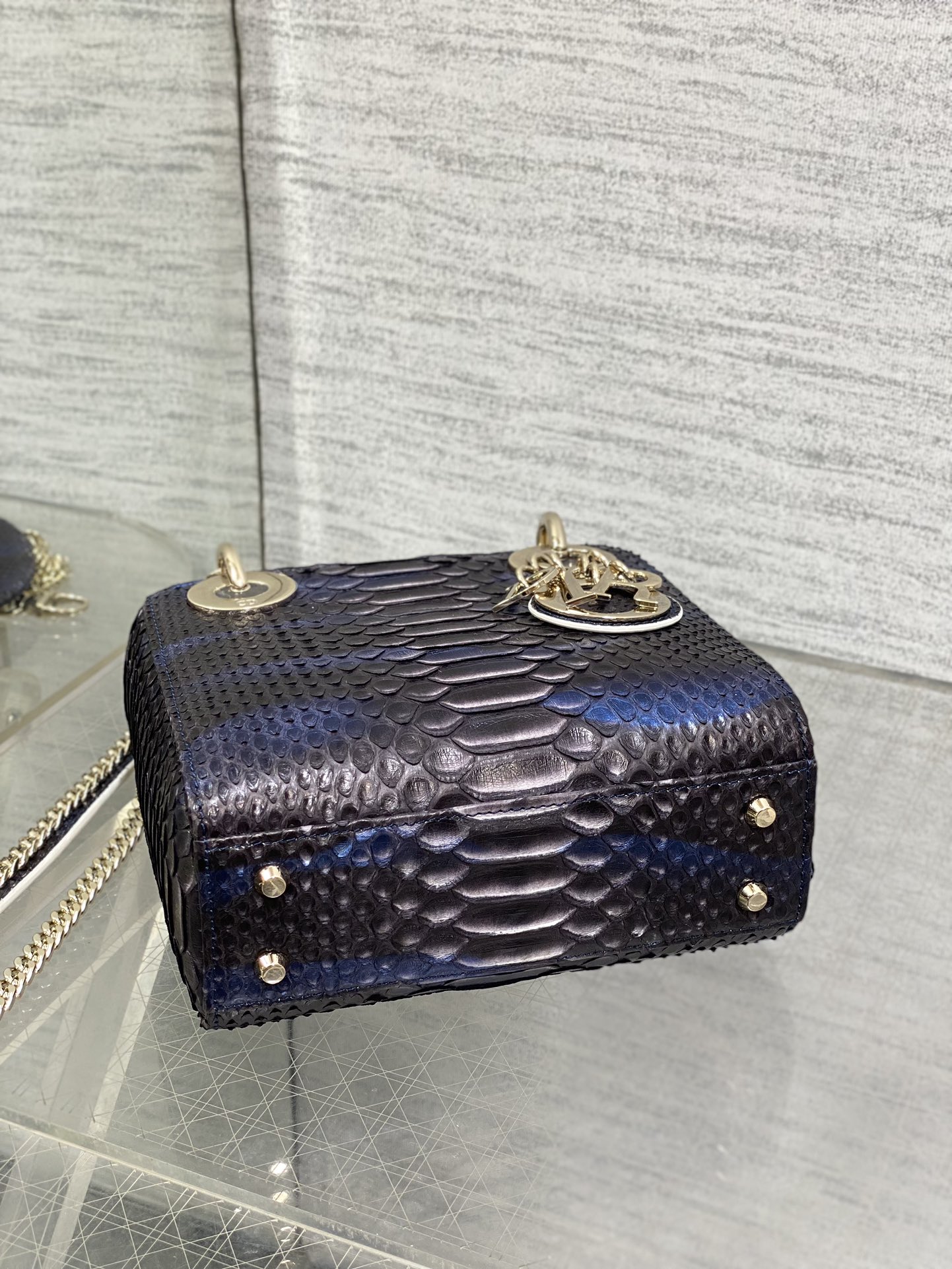 Dior Lady three-grid rare snakeskin Princess Diana bag
