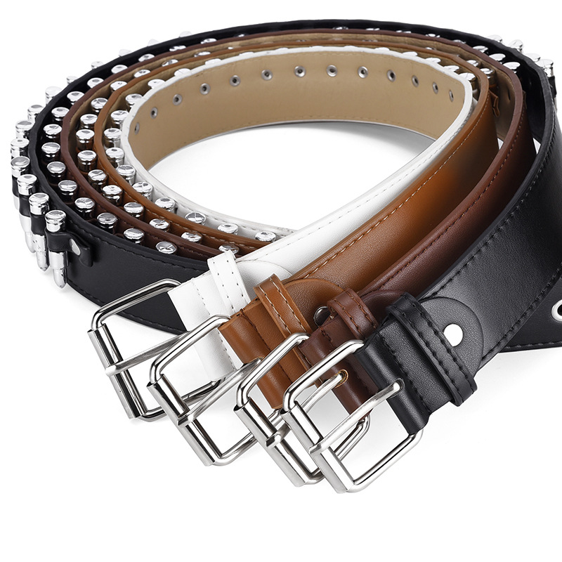Cross-border new European and n ins style fashion bullet inlaid men's personality punk decorated jeans belt