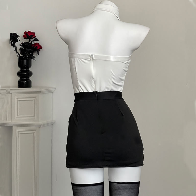 Strapless OL Uniform Lingerie Stockings Set