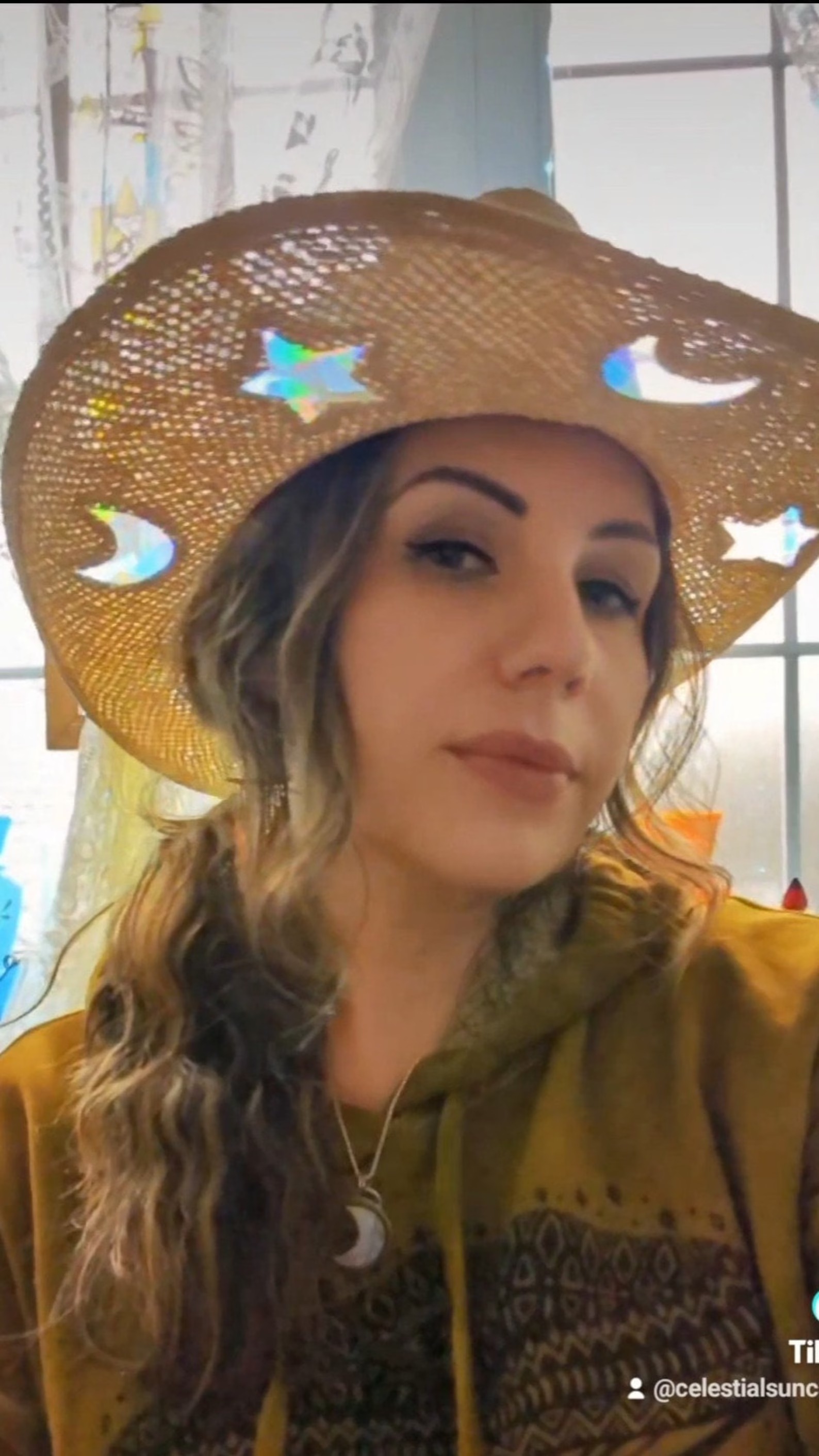 💥ON SALE💥Celestial Suncatcher Cosmic Cowgirl Straw Prism Hat