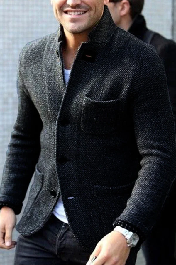 (🎁2024 New Year Hot Sale🎁)MEN'S RETRO GREY KNITTED JACKET