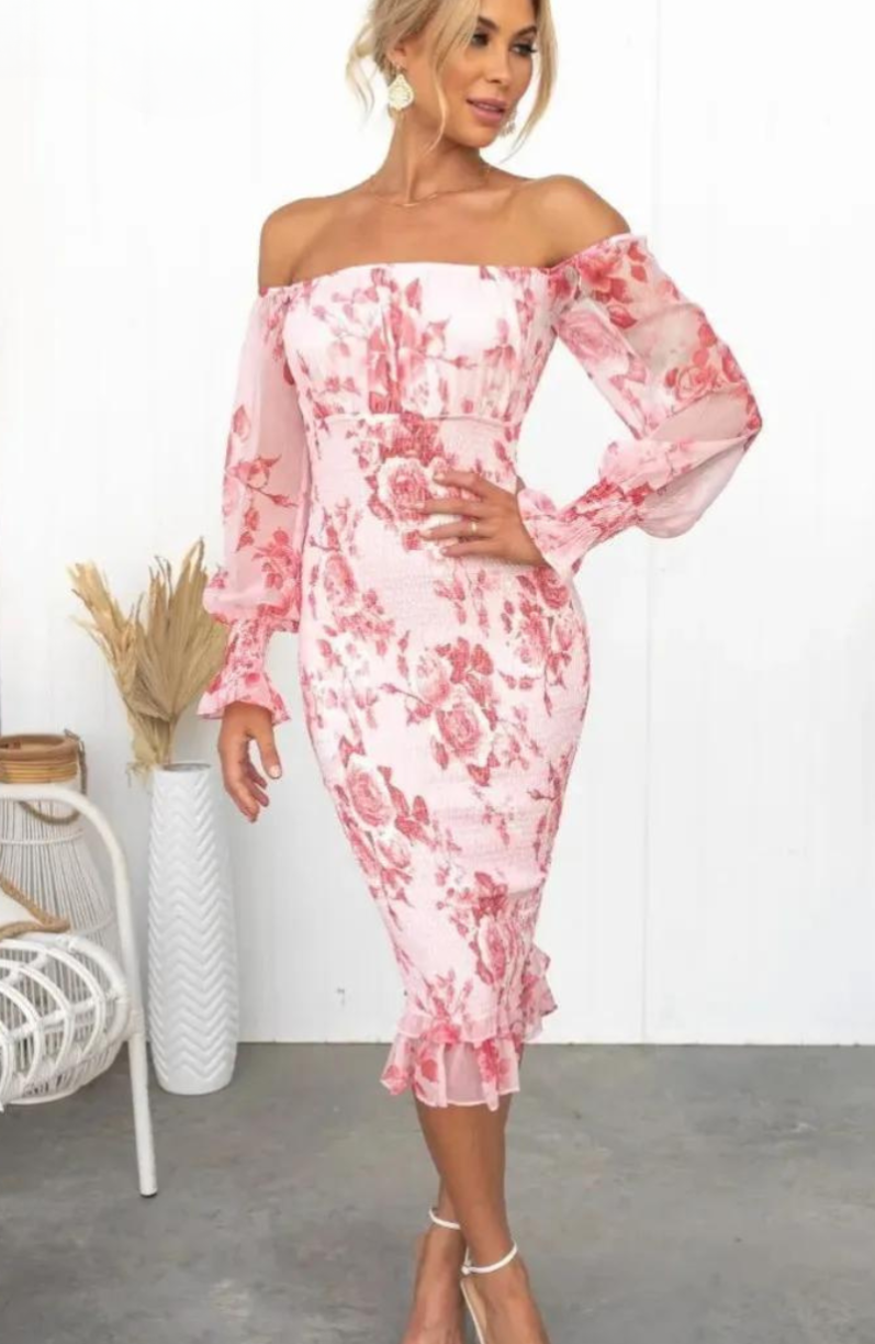 Off Shoulder Midi Dress