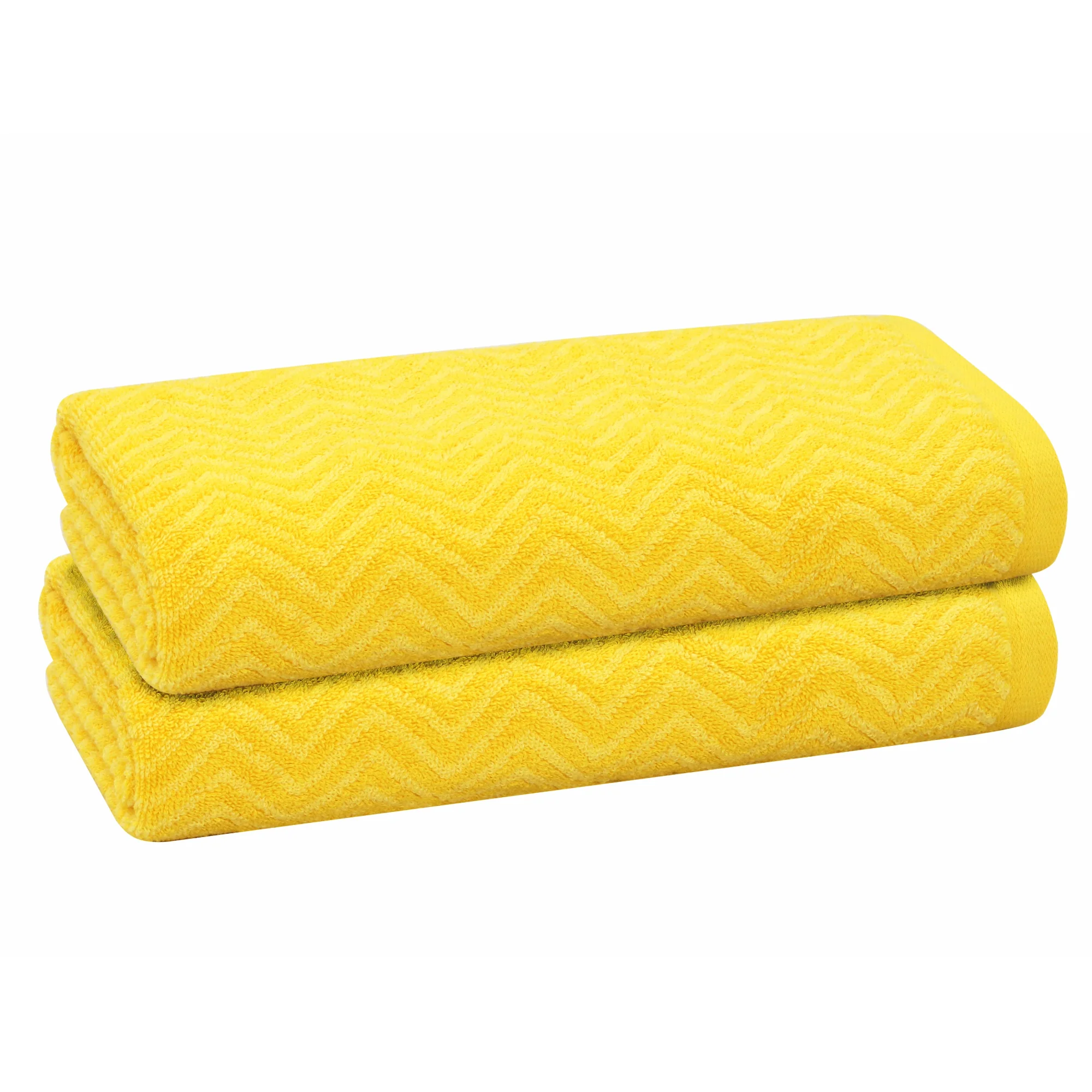 PREMIUS 2 Pack Chevron 100% Cotton Yarn Dyed Bath Sheet Towel, 32x64 Inches
