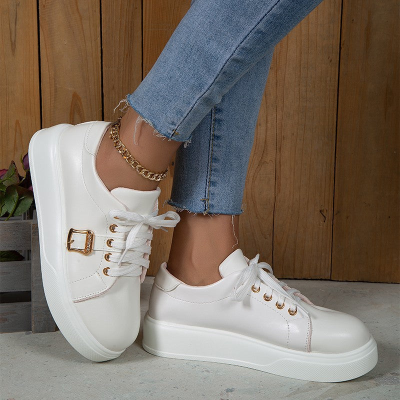 Women's Casual Lace Lightweight Round Toe Platform Loafers