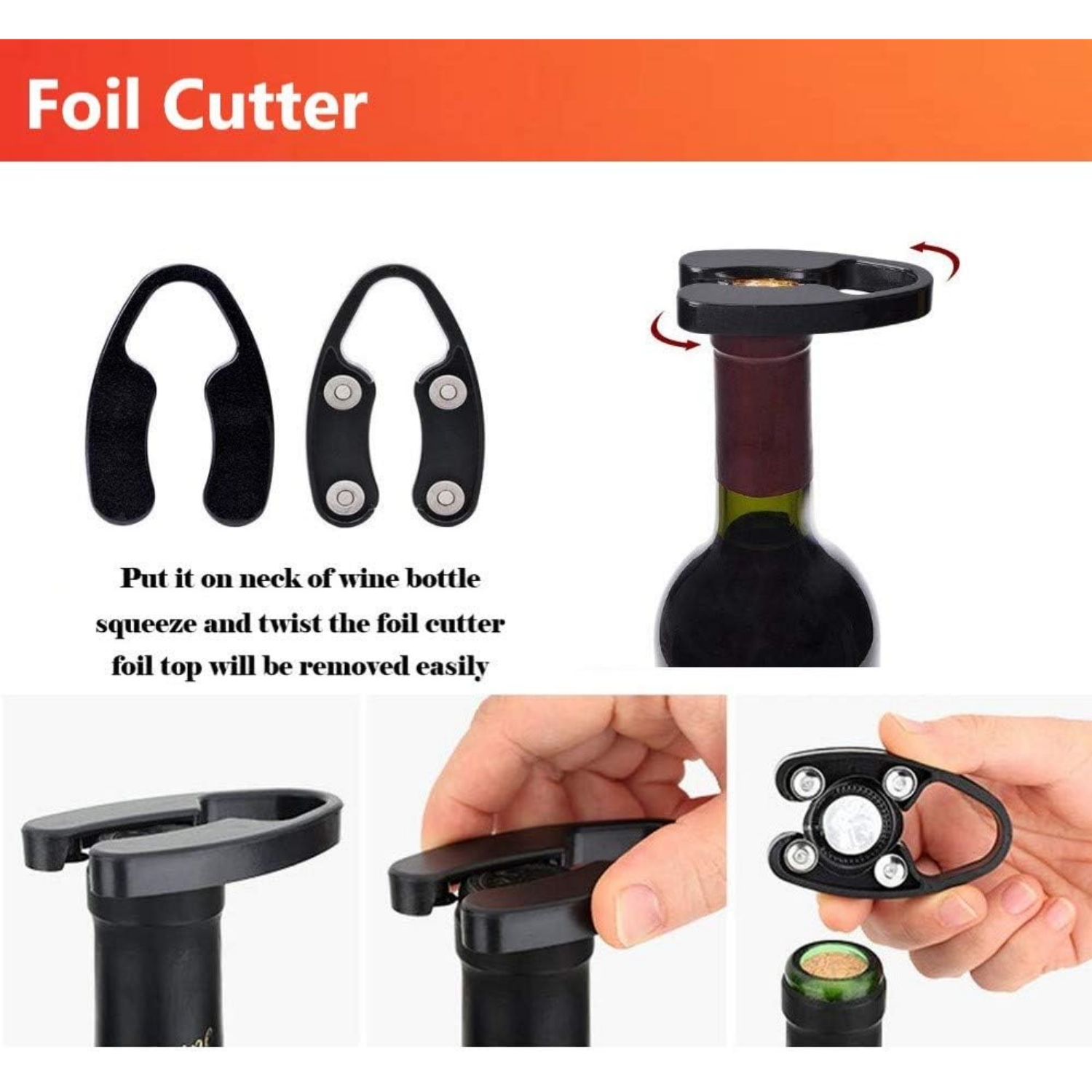 Air Pressure Pump Bottle Opener With Foil Cutter,Aerator Pourer,Vacuum Stopper