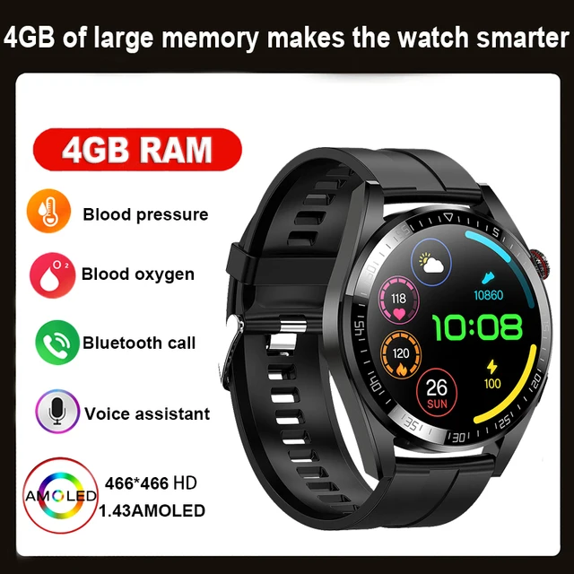2023 New men's AMOLED Smartwatch HD Bluetooth Talk 4GB memory 466*466 full screen touch 3ATM deep waterproof smartwatch for men