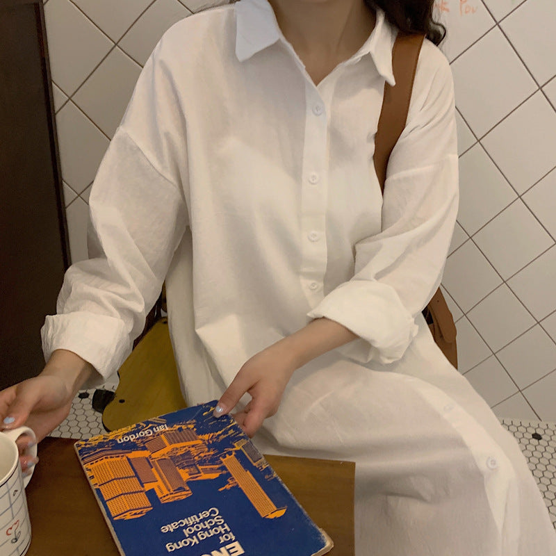 Shirt Dress High Grade Summer Women Niche Age Reducing Solid Color Loose Fitting Maxi Dress