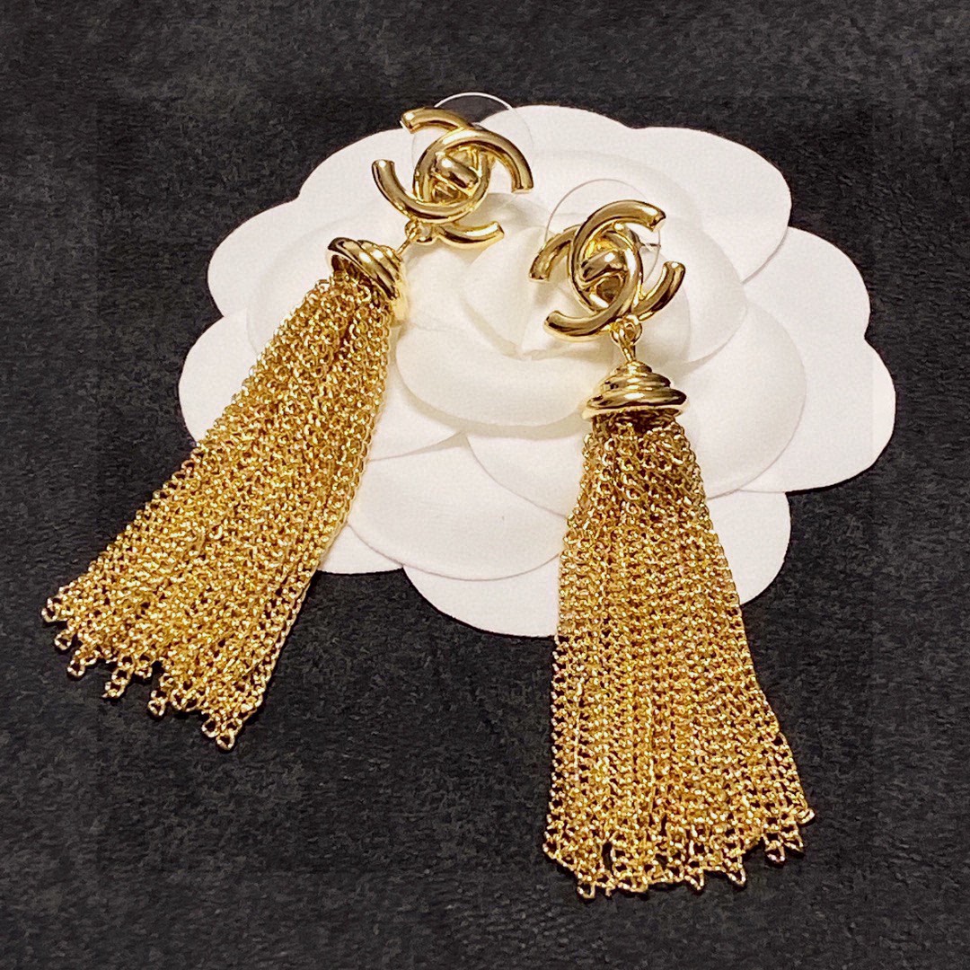 Chanel long tassel earrings