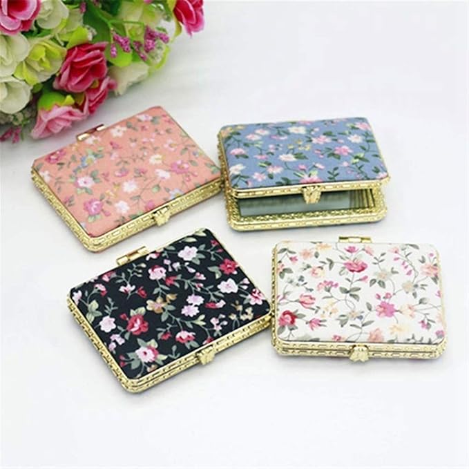 ❤️❤️Vintage Fabric Printed Double-Sided Folding Small Mirror 🔥(Pack of 4)