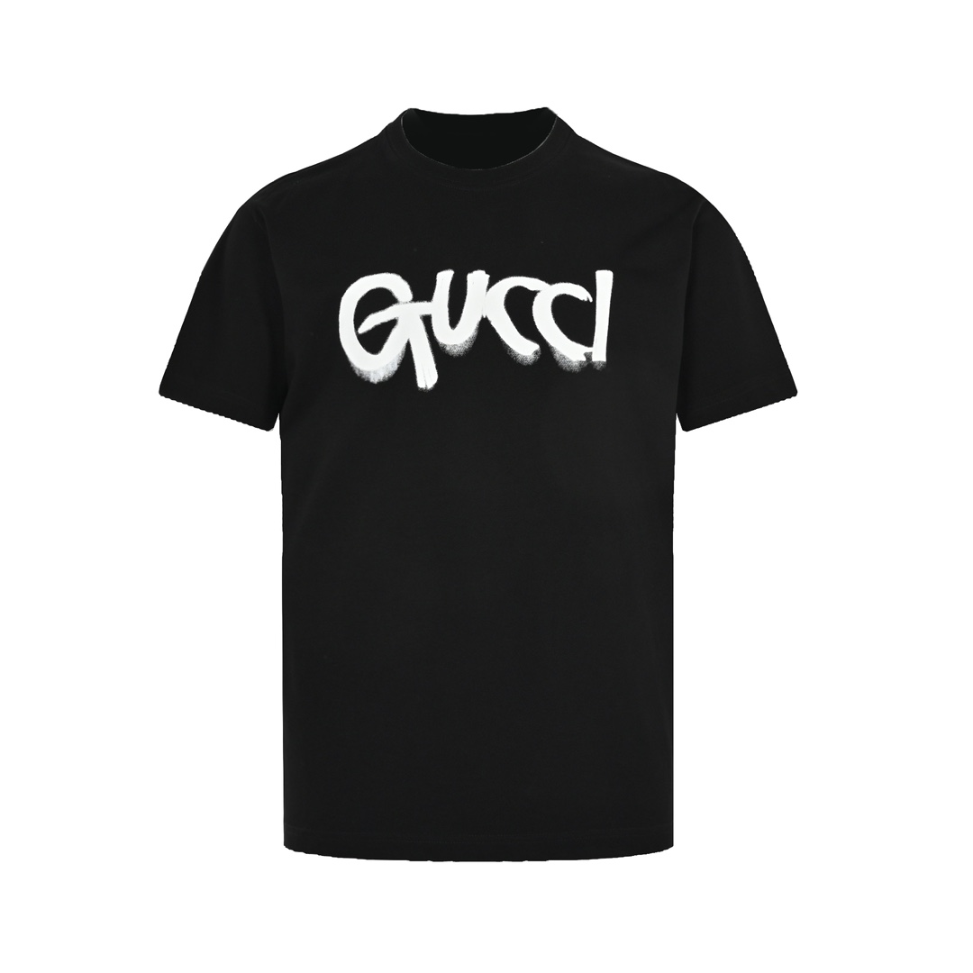 Gucci 23ss graffiti lettering print short sleeve