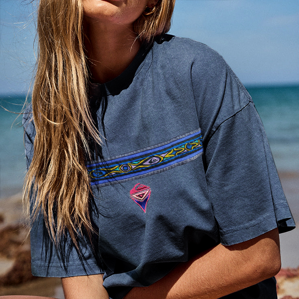 Vintage Surf Shack Print T-shirt