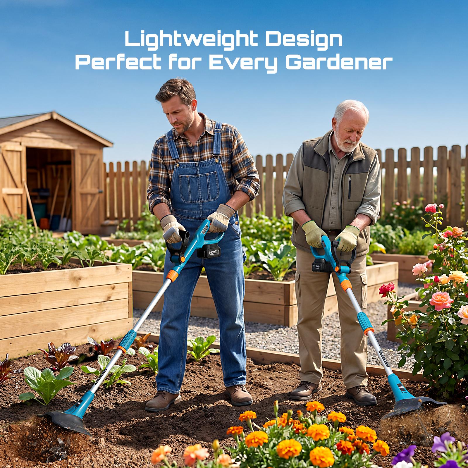 💥Clearance sale💥Electric Tiller for Gardening, 360 RPM Rototiller Cordless Cultivator