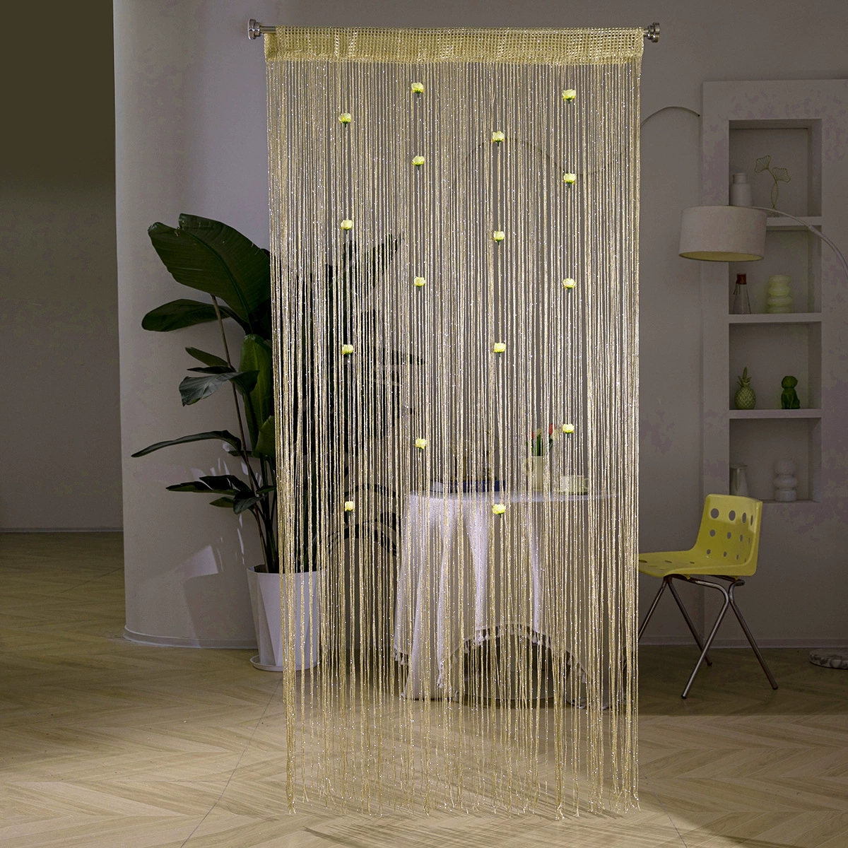 🌹🚪Sparkling Rose Flower String Curtain（2m/78.74