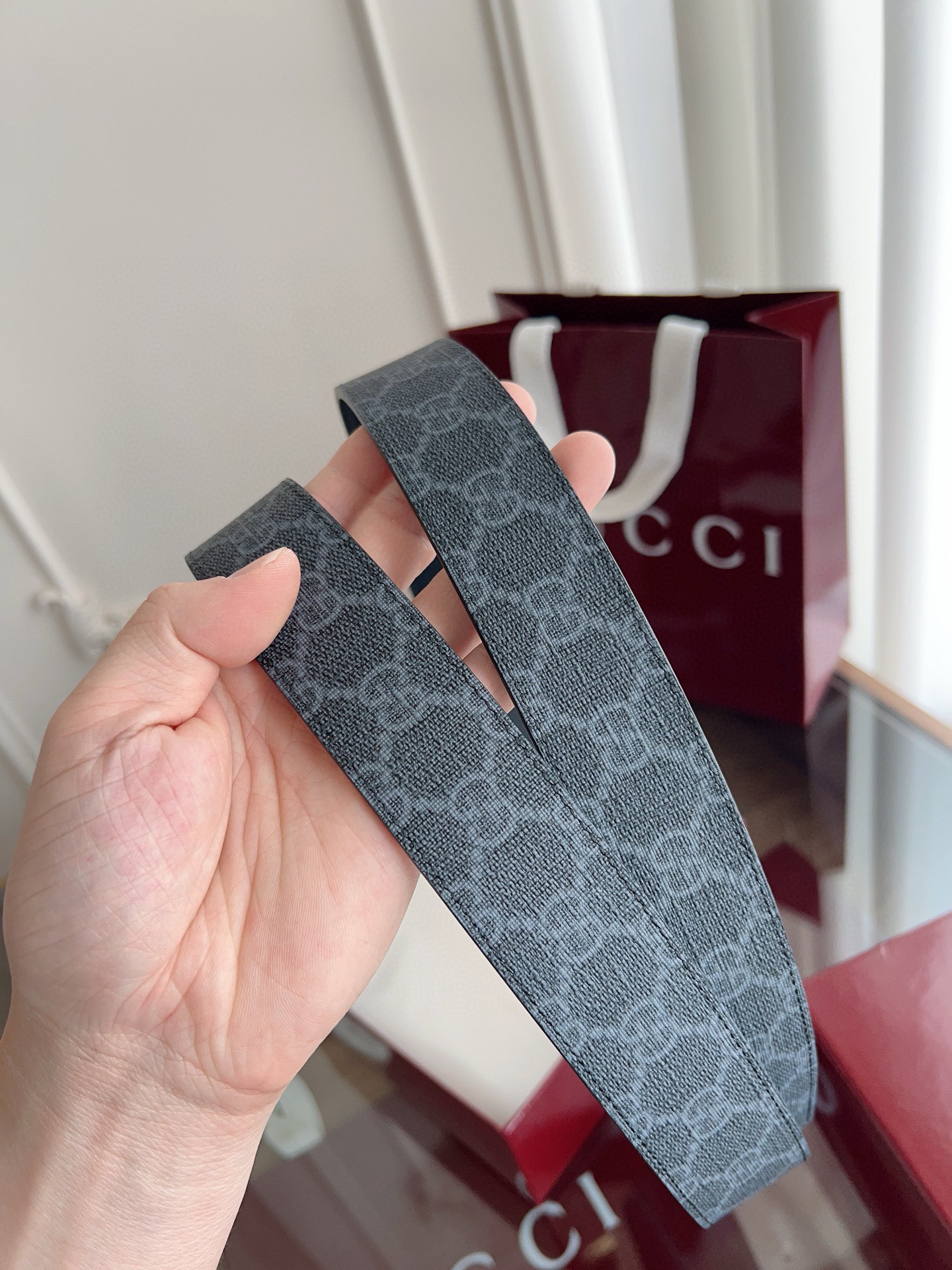 Gucci automatic smooth buckle double-sided cowhide belt width 3.5cm