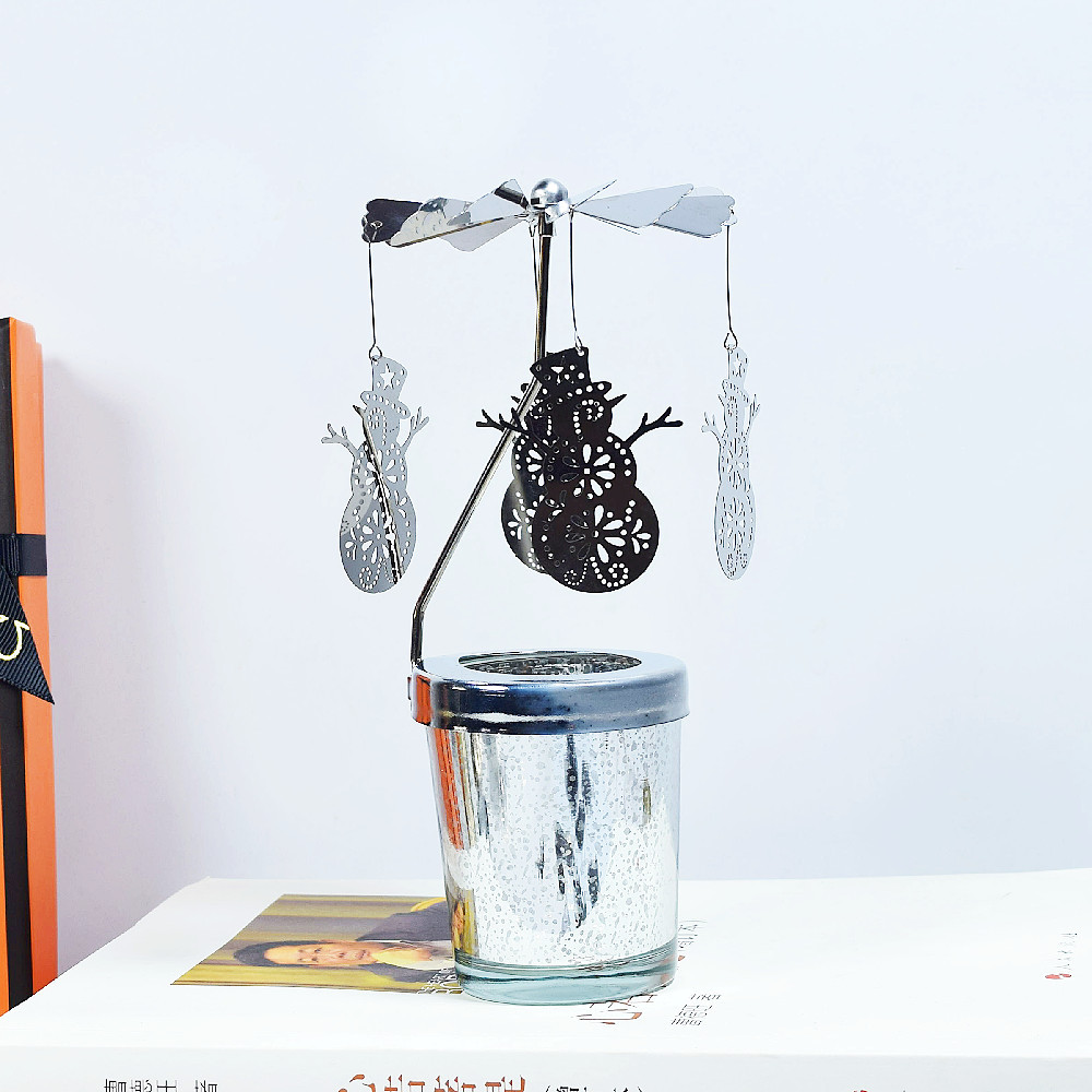 🔥ON SALE🔥2Pcs Rotating Christmas Snowflake Candle Holder