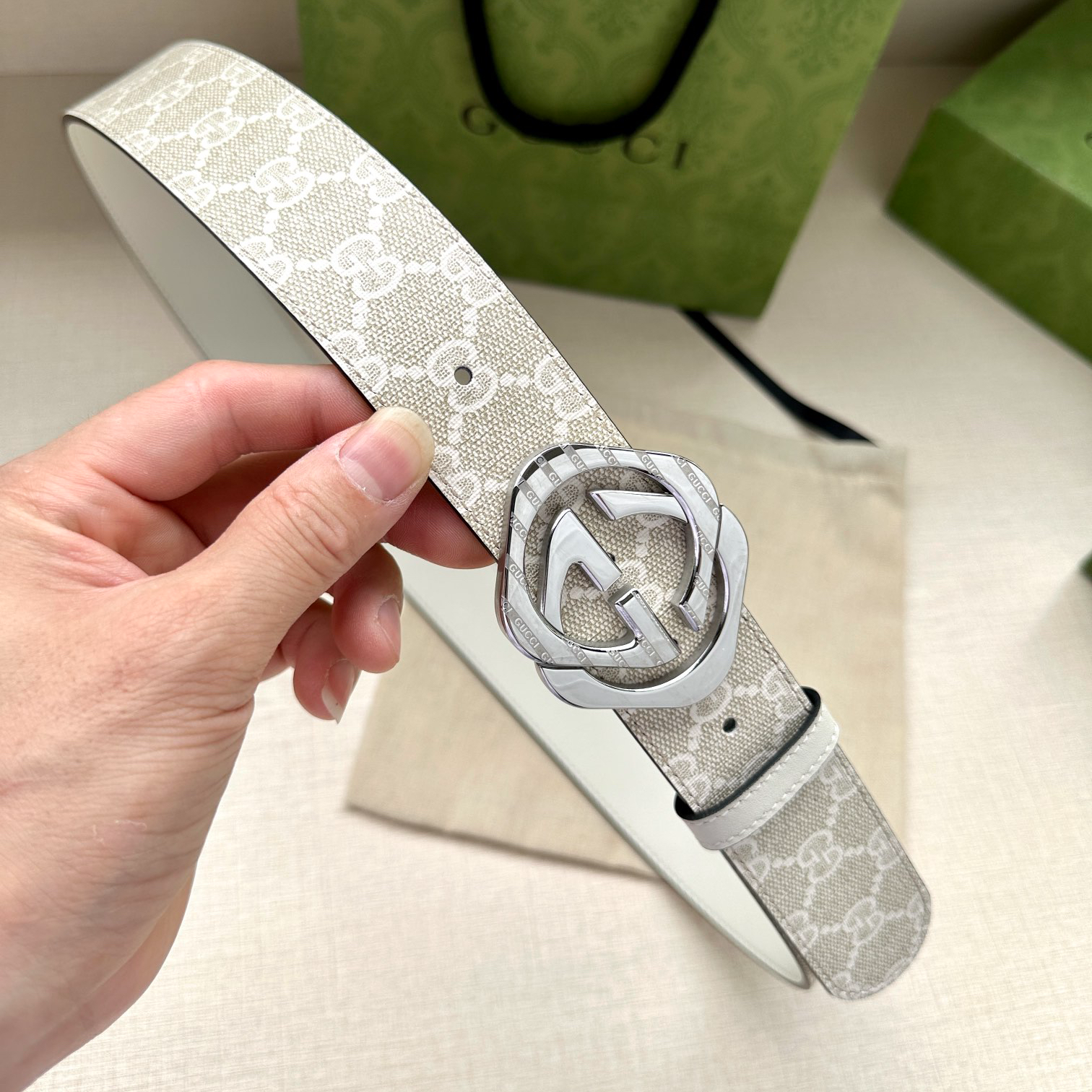 Gucci Marmont printed leather belt 3.8cm wide