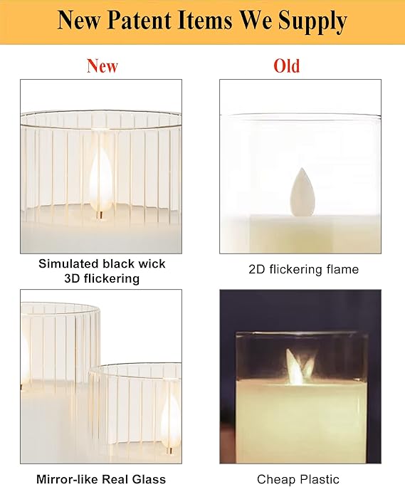 🕯️🕯️Inner Stripe Electroplated Glass LED Flameless Candle (Set of 3)