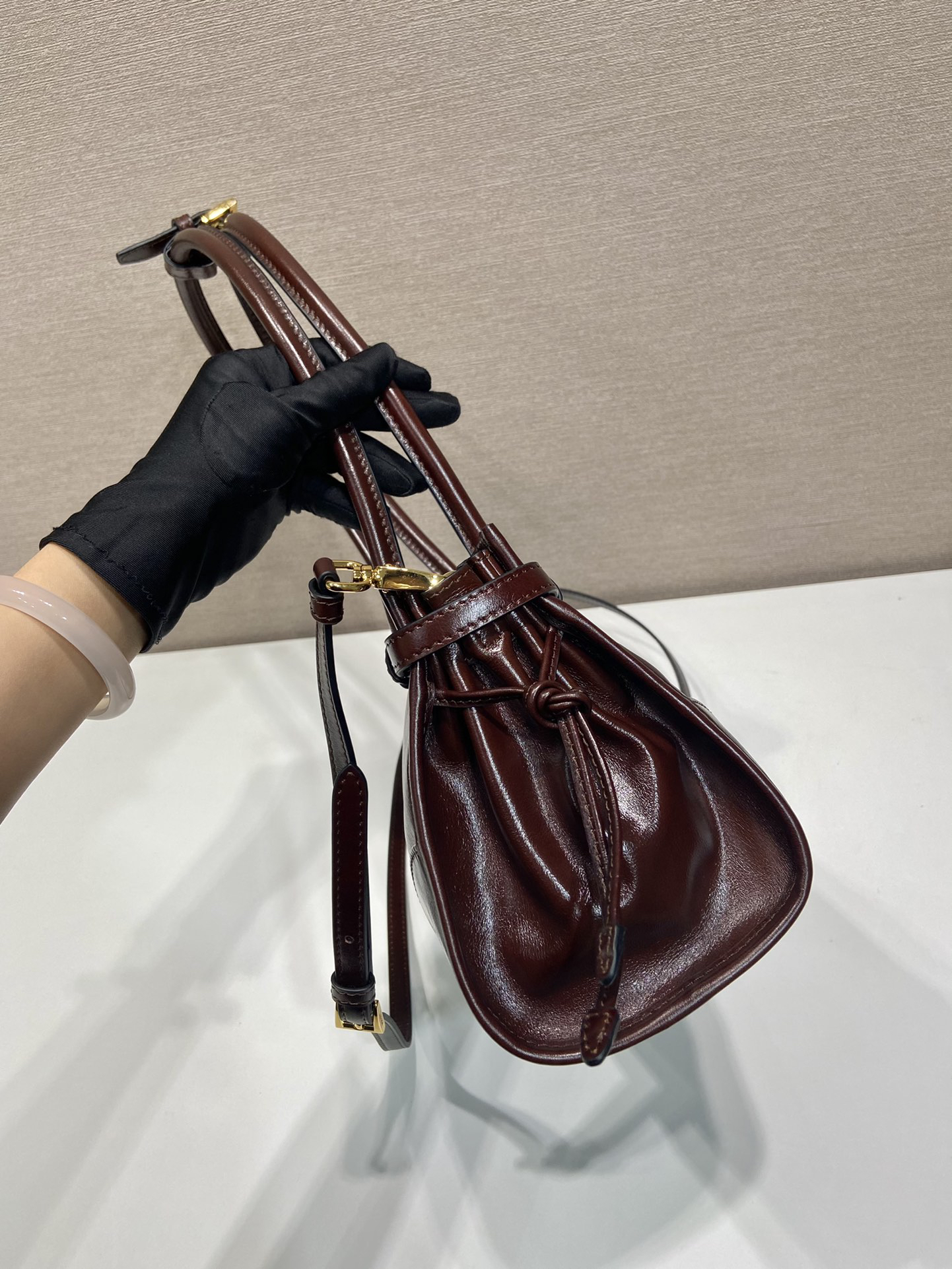 Prada lussolf waxed leather handbag 1BA426