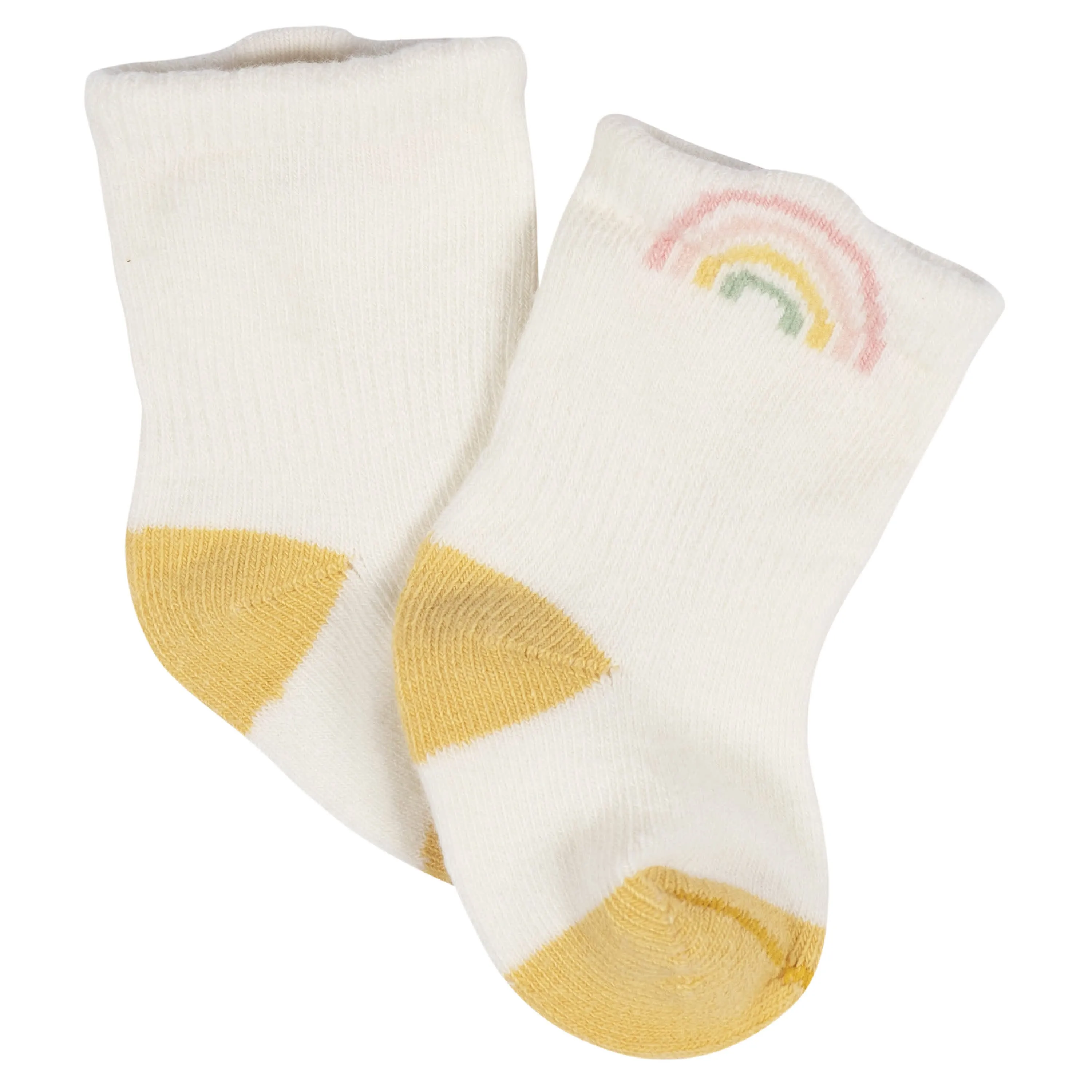 8-Pack Baby Girls Golden Floral Jersey Wiggle Proof Socks